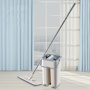 Microfiber Wood Floor Cleaning Mop with Touchless Cleaning Bucket